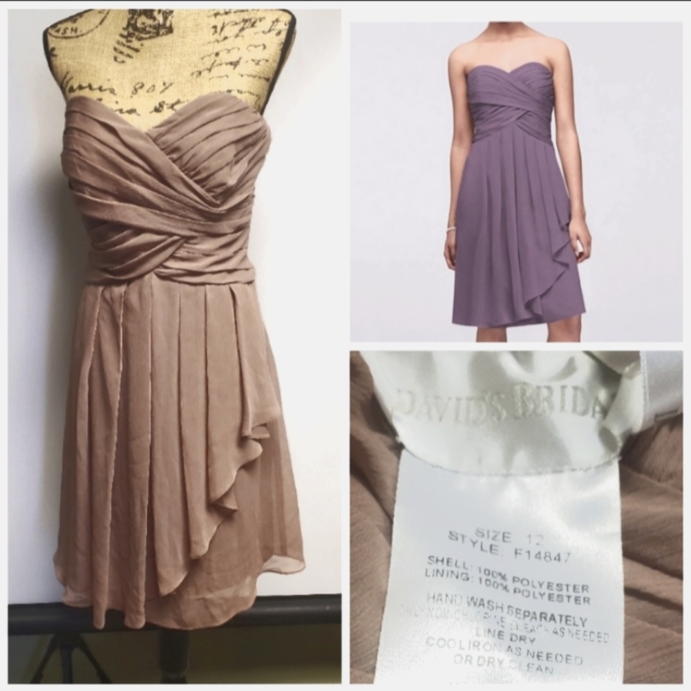 Dave's Bridal Strapless Sweetheart Chifon Formal Dress Size 12